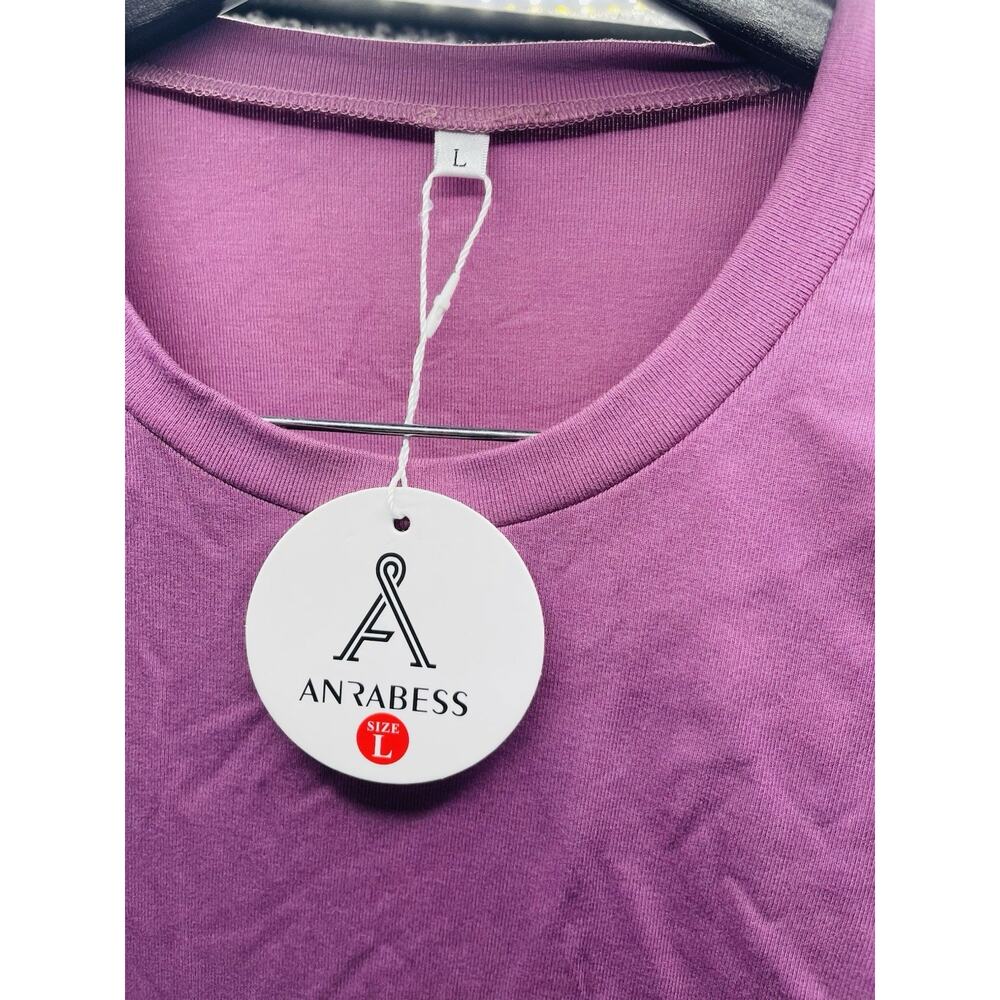 Women’s Anrabess Short Sleeve Crew Neck Mini Purple Size Large New